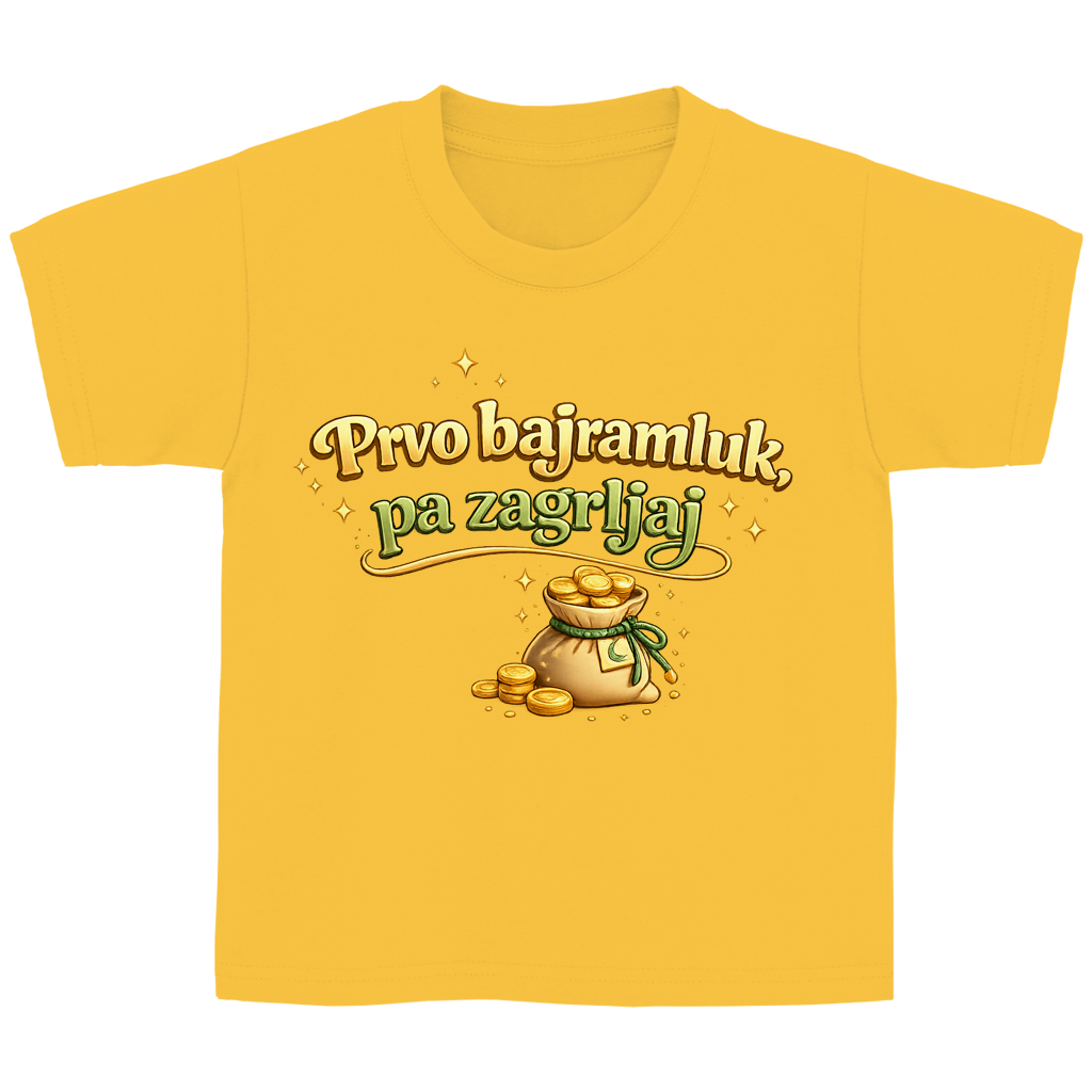 🇧🇦 Prvo Bajramluk pa zagrljaj – Dječija Basic majica kratkih rukava | Bajramska majica