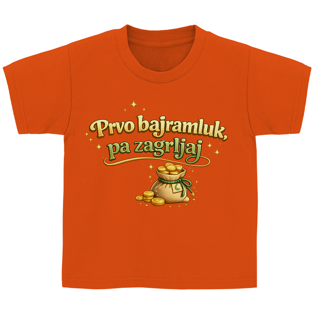 🇧🇦 Prvo Bajramluk pa zagrljaj – Dječija Basic majica kratkih rukava | Bajramska majica