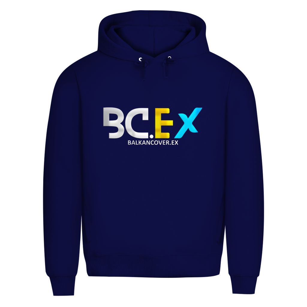 Muški premium organski duks sa kapuljačom BCEX | Prednja štampa