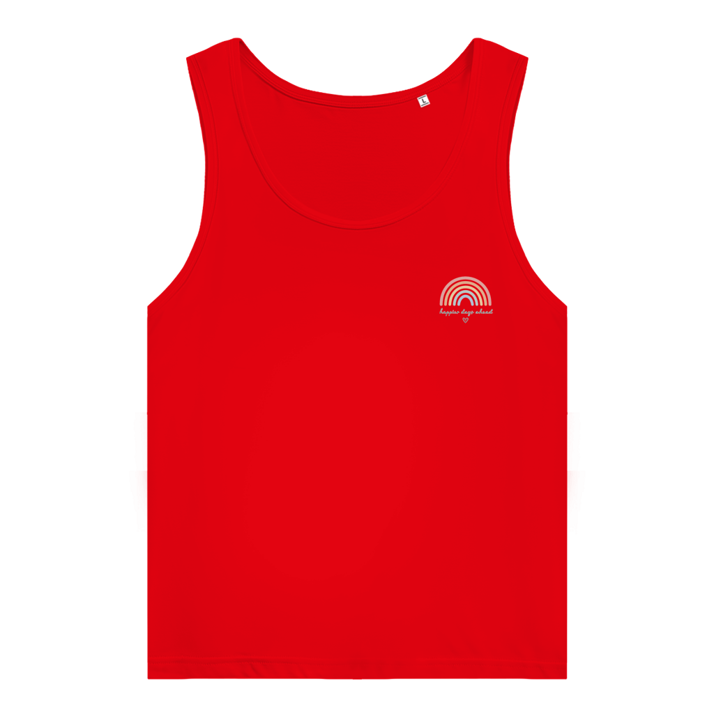 Ženski organski top na bretele „Happier Days Ahead“ – Ljetna majica duginih boja od organskog pamuka