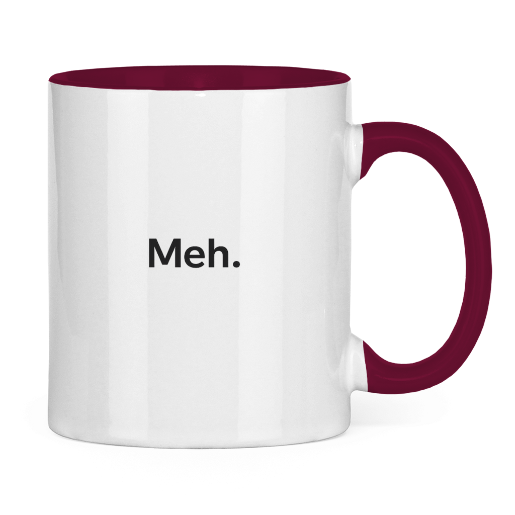Smiješna šolja „Meh.“ – Minimalistička šolja za kafu