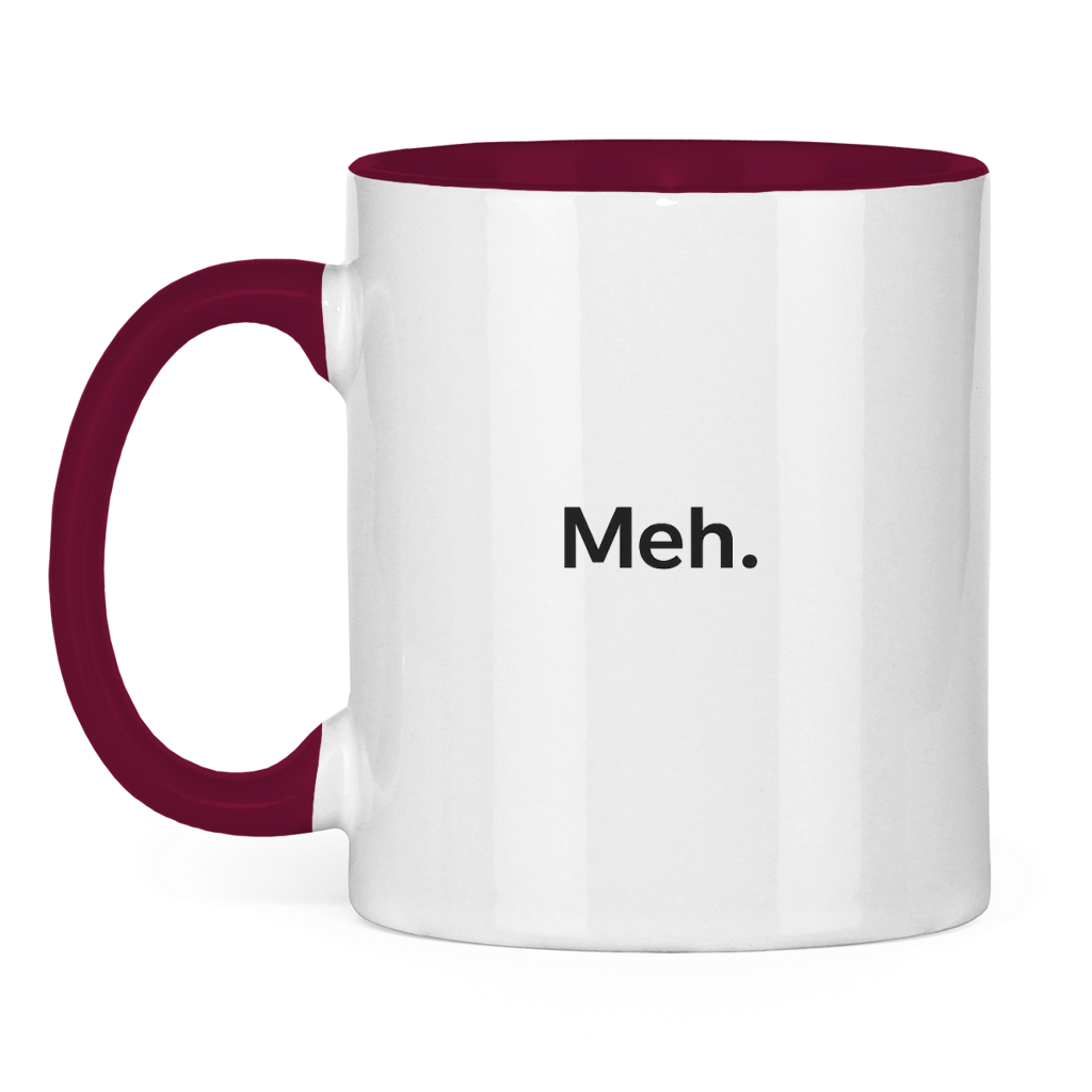 Smiješna šolja „Meh.“ – Minimalistička šolja za kafu