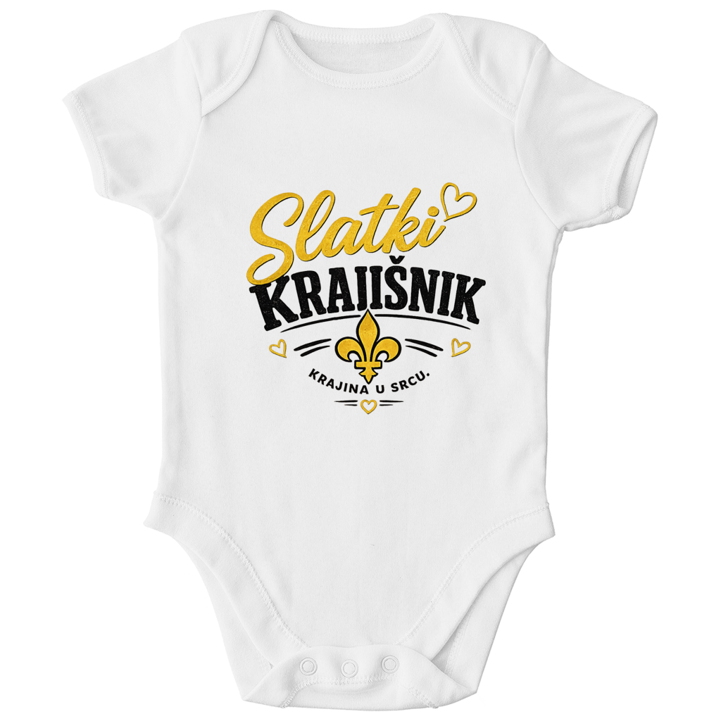 Bodi za bebe „Slatki Krajišnik“ – Zabavni bodi za bebe sa Balkana od organskog pamuka
