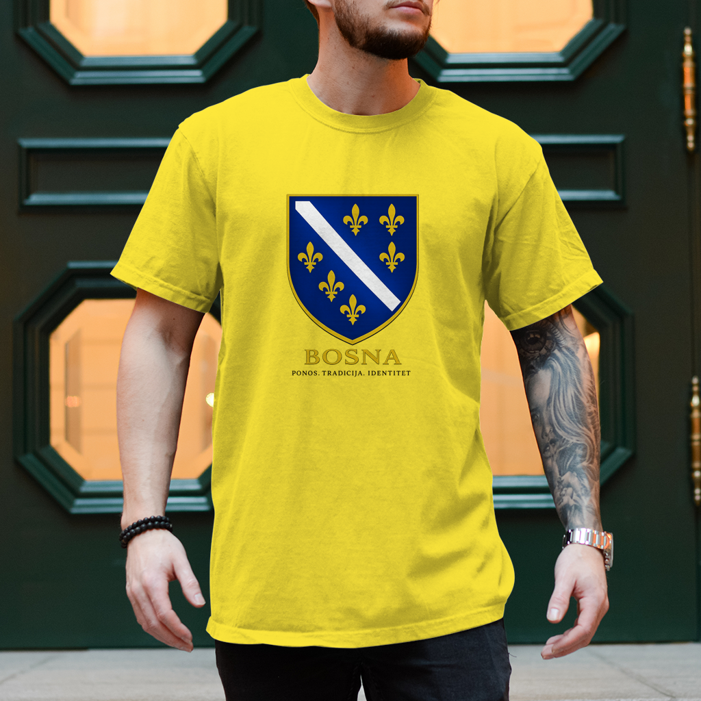 Muška majica kratkih rukava "Bosna - Ponos. Tradicija. Identitet." | Bosanski streetwear stil