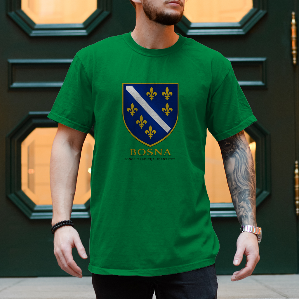 Muška majica kratkih rukava "Bosna - Ponos. Tradicija. Identitet." | Bosanski streetwear stil