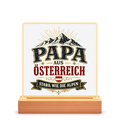 LED Okvir za slike "Tata iz Austrije – stabilan kao Alpe" | Poklon za Dan očeva