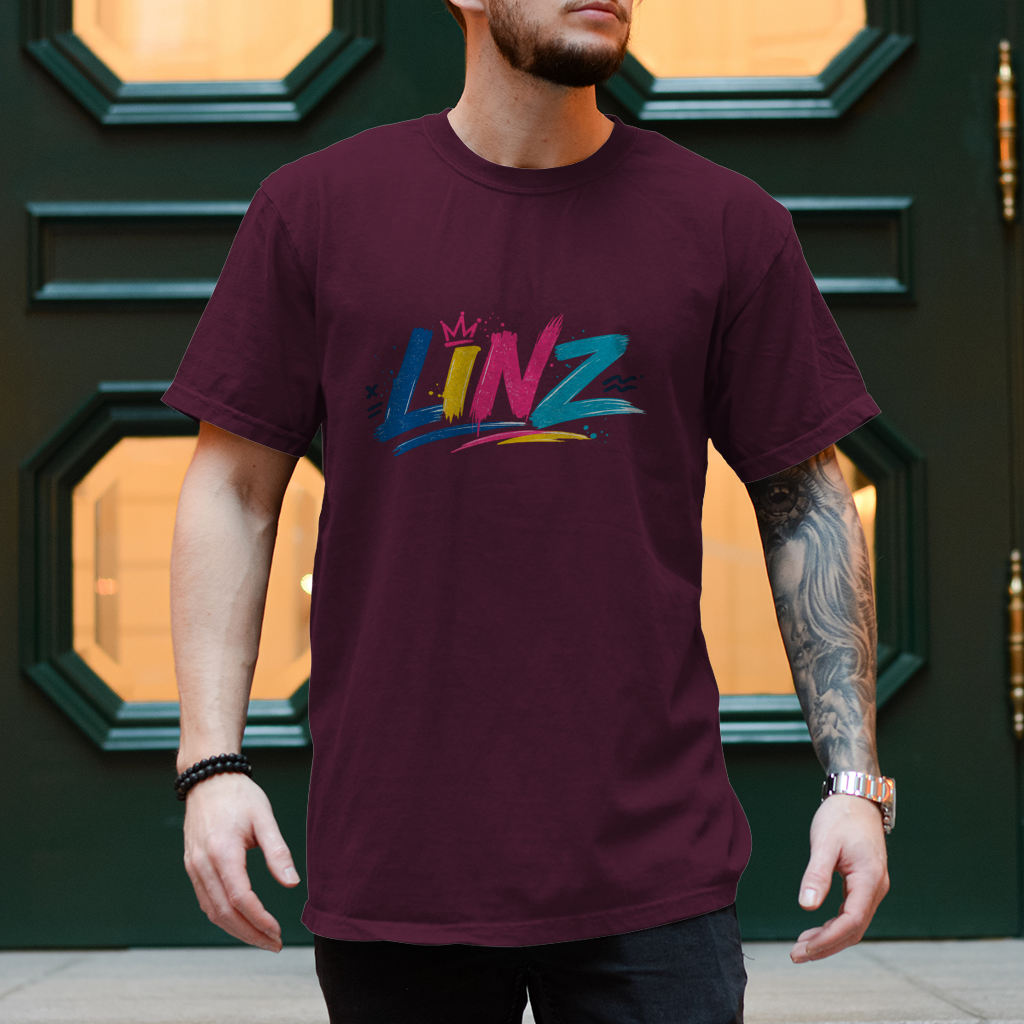 Muška majica LINZ Retro Graffiti Style – Kolekcija Austria Street Vibes