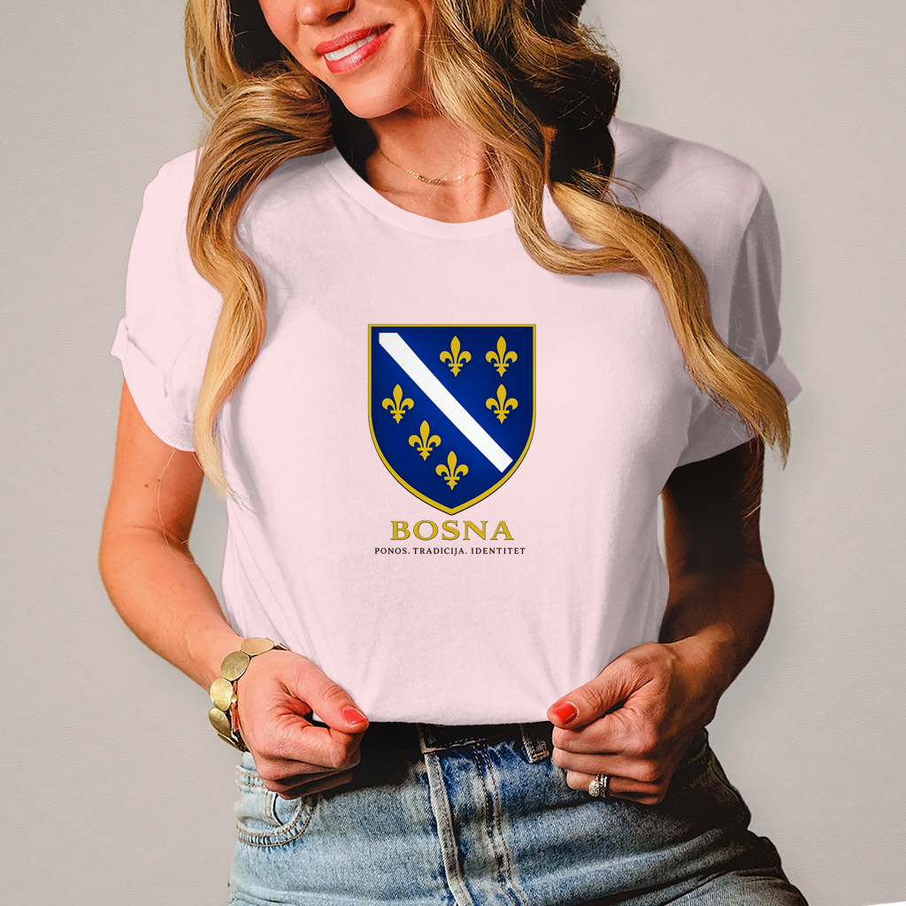 Ženska majica „Bosna – Ponos. Tradicija. Identitet.“ | Bosanski streetwear stil