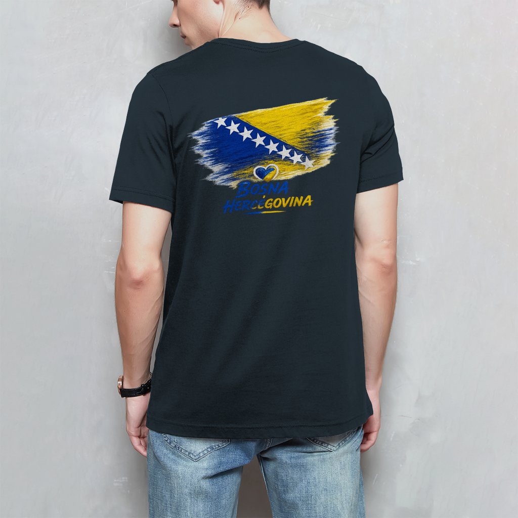 Basic Herren T-Shirt Bosnien Flagge Herz