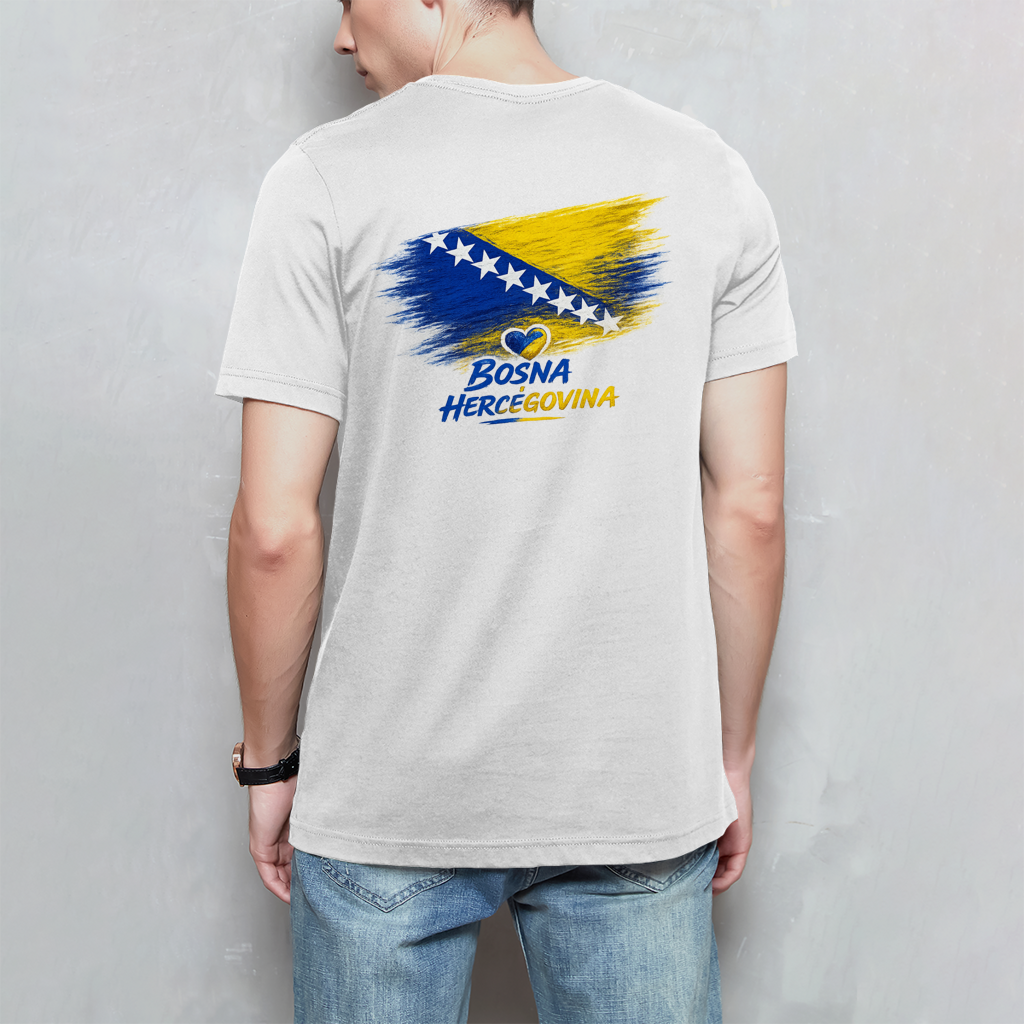 Basic Herren T-Shirt Bosnien Flagge Herz