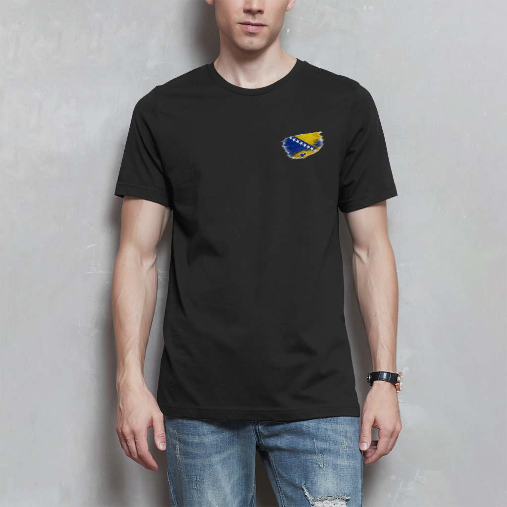 Basic Herren T-Shirt Bosnien Flagge Herz
