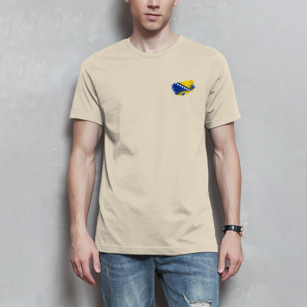 Basic Herren T-Shirt Bosnien Flagge Herz