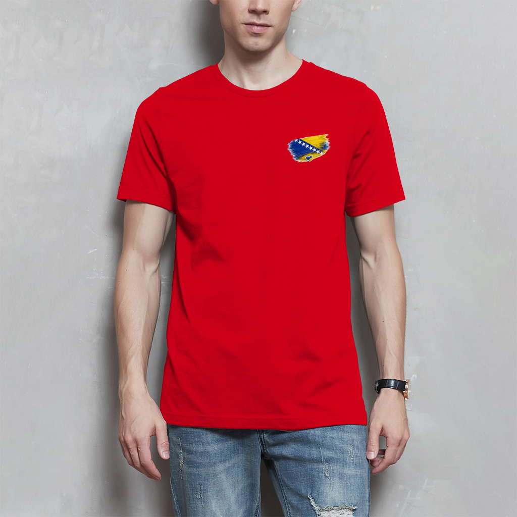 Basic Herren T-Shirt Bosnien Flagge Herz