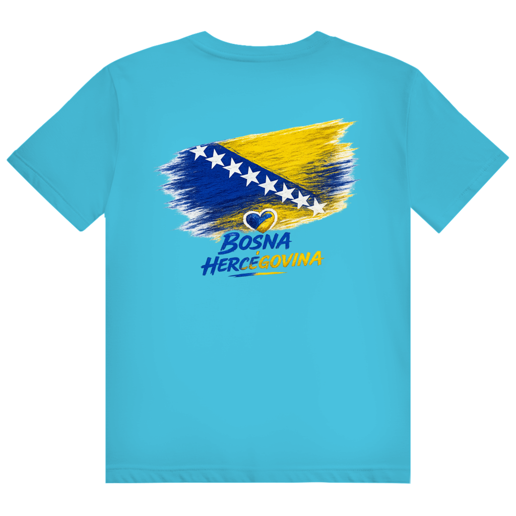 Herren Heavy Cotton T-Shirt Bosnien Flagge Herz