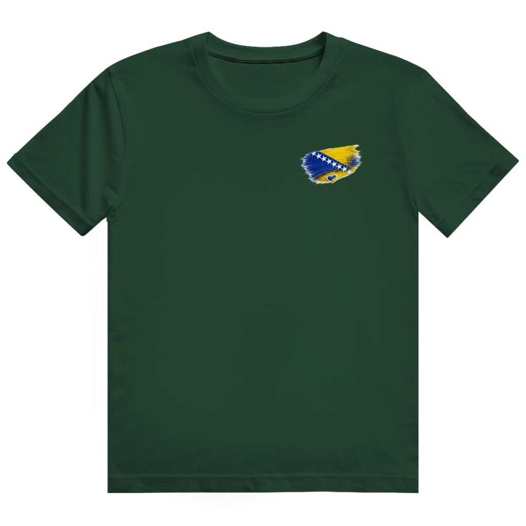 Herren Heavy Cotton T-Shirt Bosnien Flagge Herz
