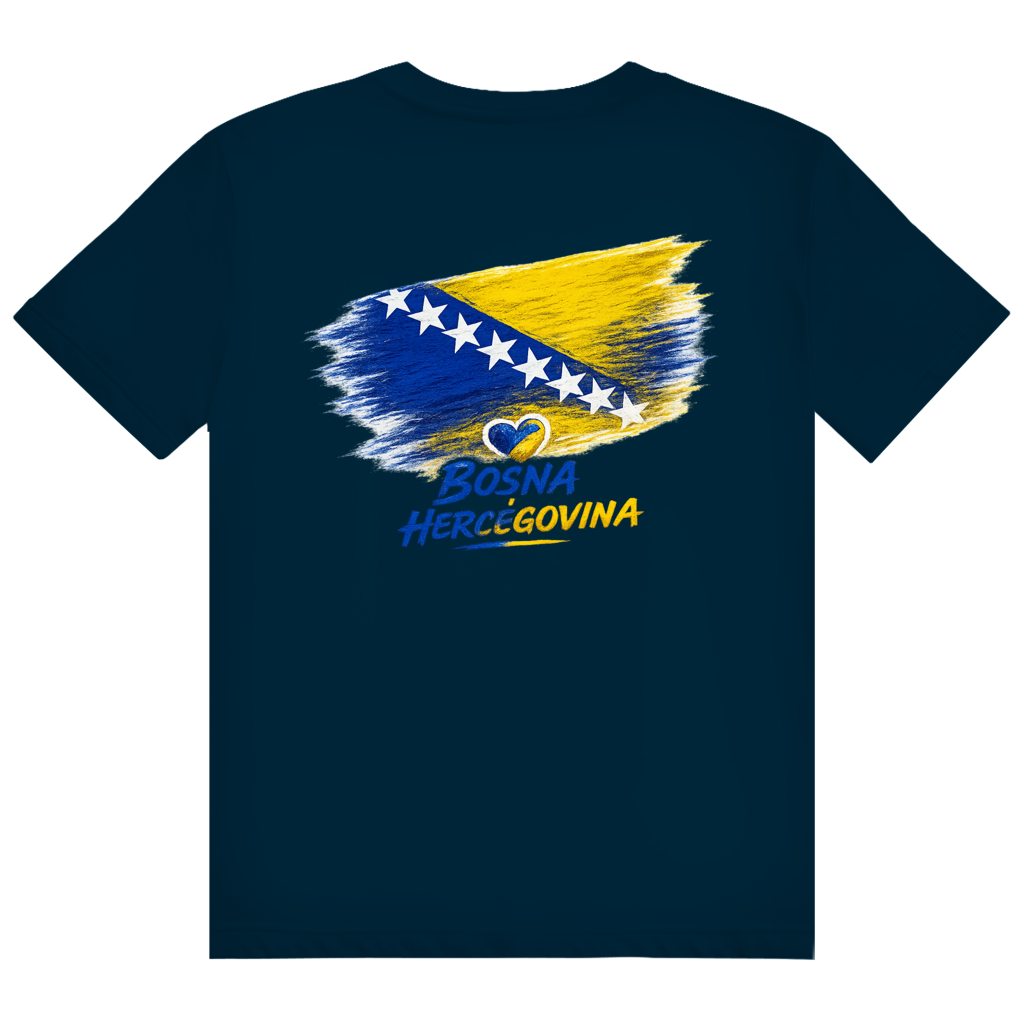 Herren Heavy Cotton T-Shirt Bosnien Flagge Herz