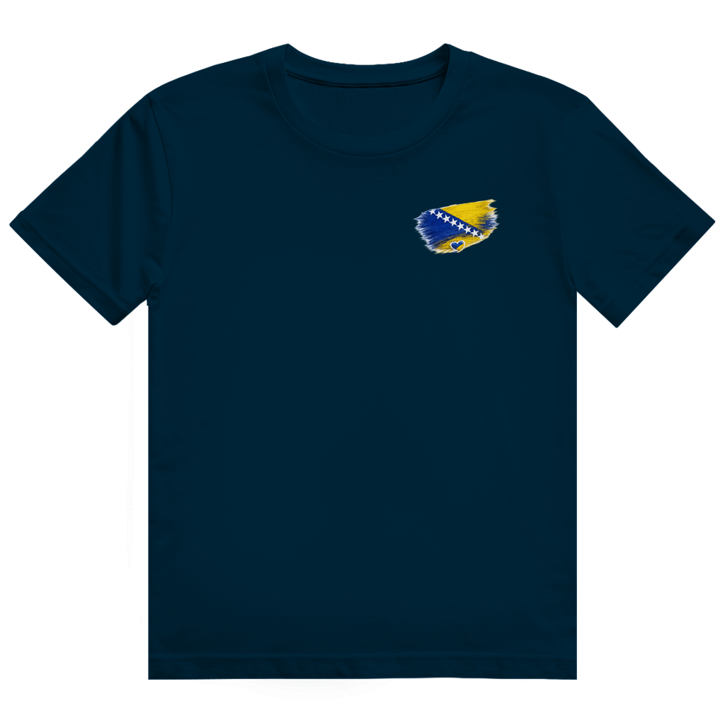 Herren Heavy Cotton T-Shirt Bosnien Flagge Herz