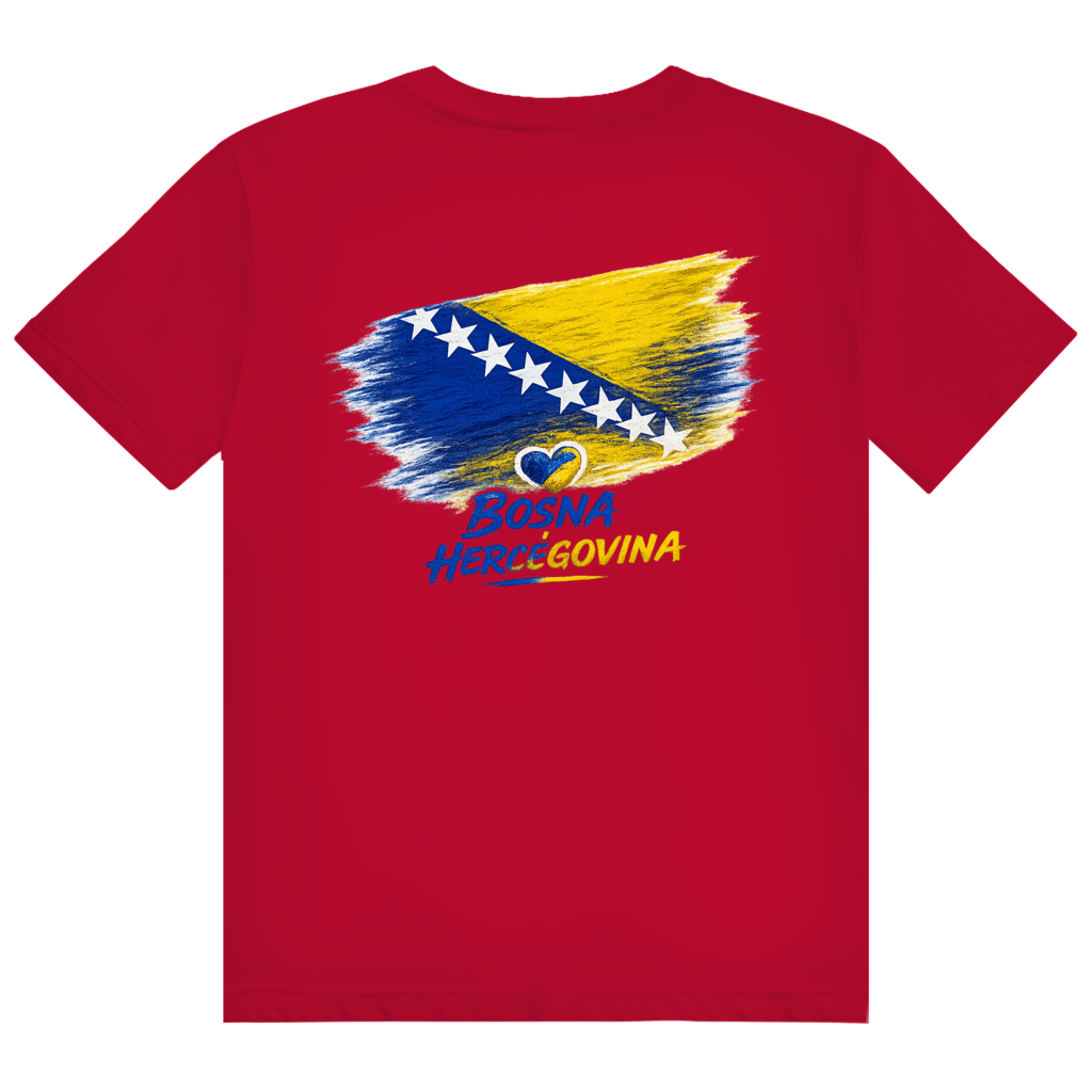 Herren Heavy Cotton T-Shirt Bosnien Flagge Herz