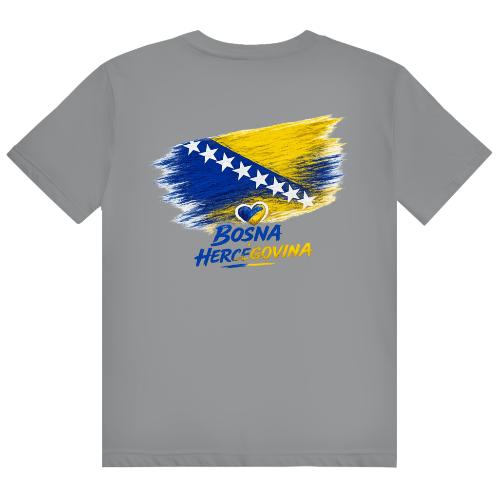 Herren Heavy Cotton T-Shirt Bosnien Flagge Herz