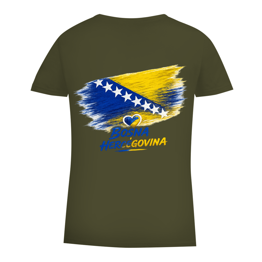 Ženska Premium Organska Majica Bosna Zastava Srce