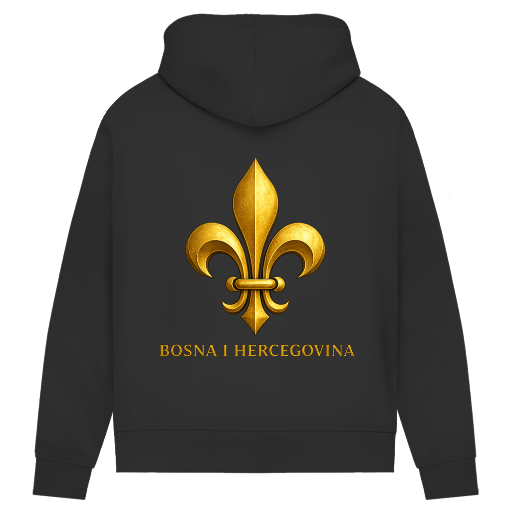 Damen Premium Bio Hoodie Goldener Bosnischer Ljiljan
