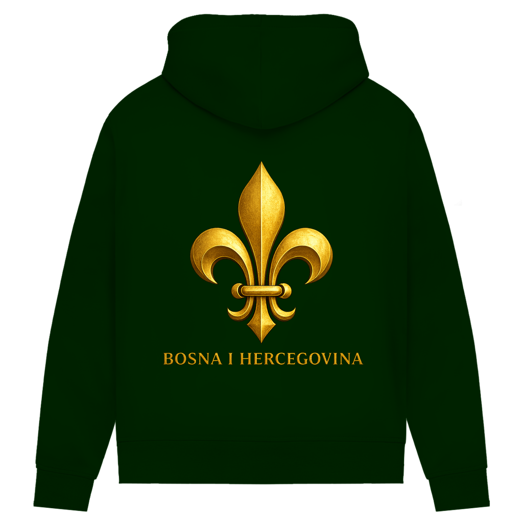 Ženski Premium Organski Hoodie Zlatni Bosanski Ljiljan