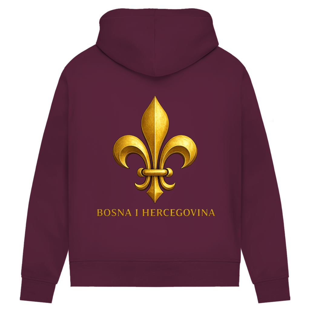 Damen Premium Bio Hoodie Goldener Bosnischer Ljiljan