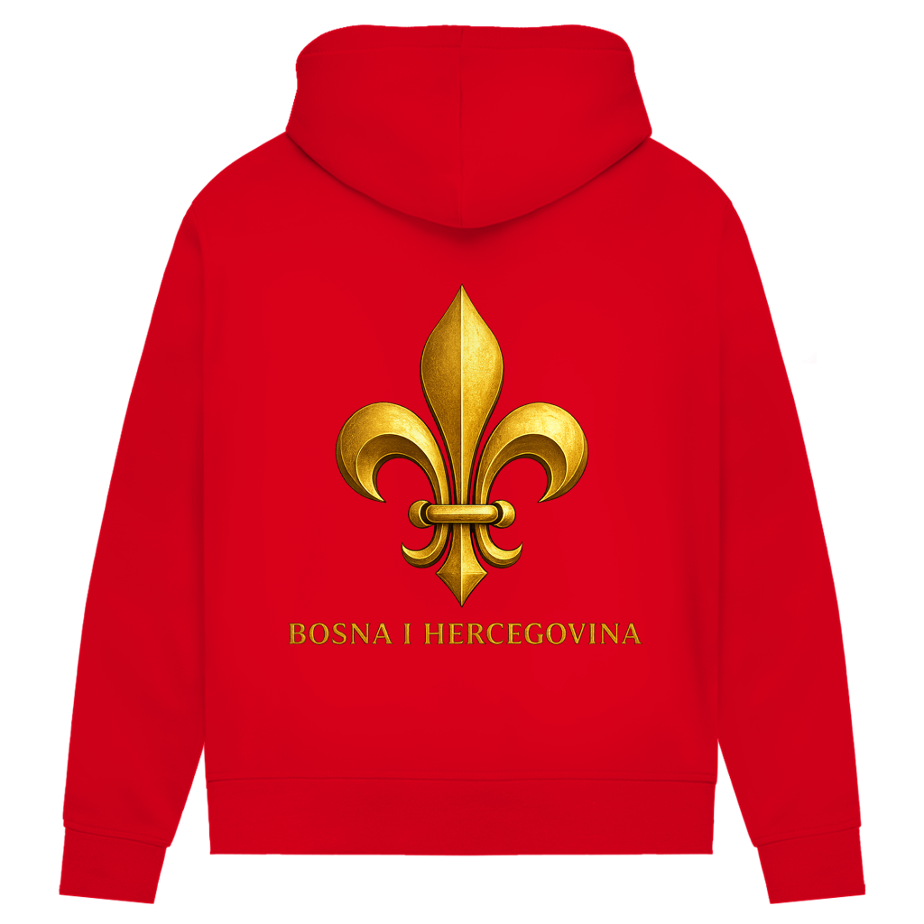 Ženski Premium Organski Hoodie Zlatni Bosanski Ljiljan