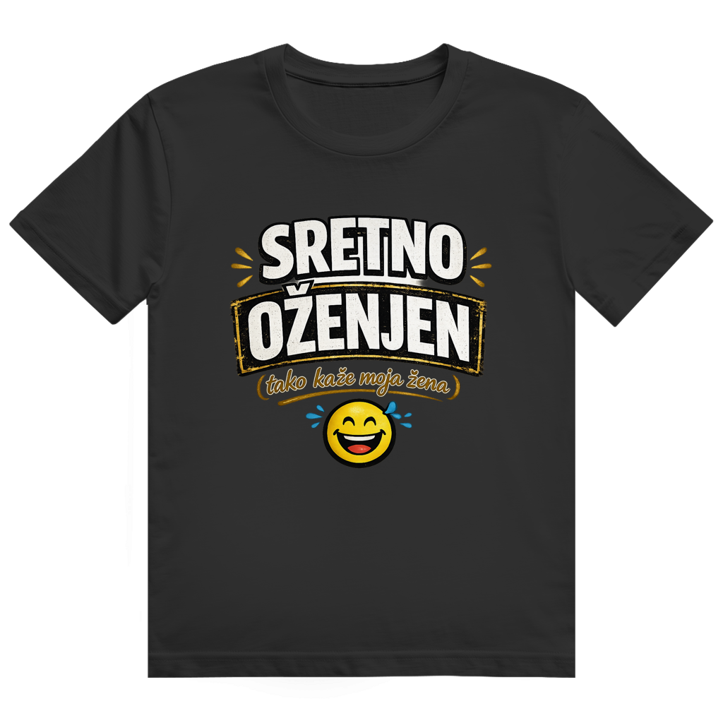 Herren Heavy Cotton T-Shirt Sretno Oženjen Lustiges T-Shirt