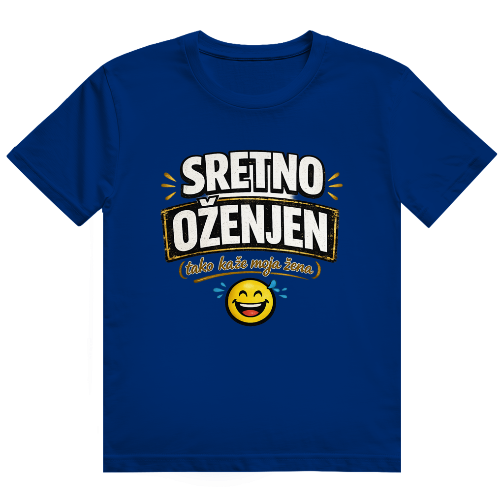 Herren Heavy Cotton T-Shirt Sretno Oženjen Lustiges T-Shirt