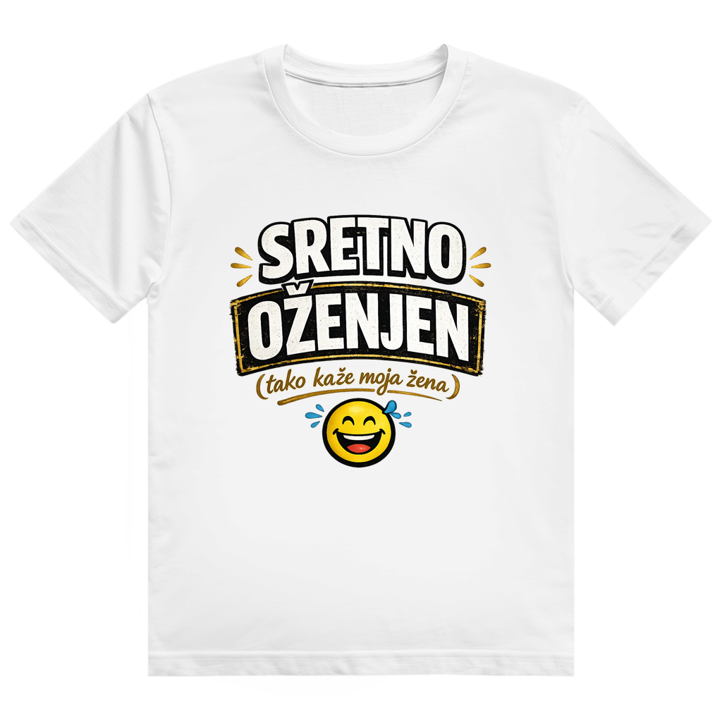 Herren Heavy Cotton T-Shirt Sretno Oženjen Lustiges T-Shirt