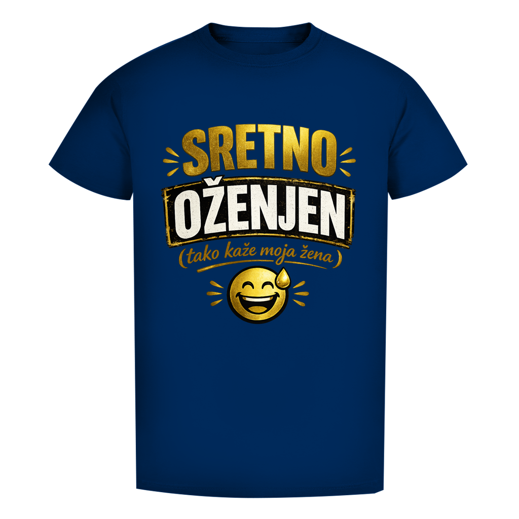 Sretno Oženjen Gold Smiley Herren Premium Bio T-Shirt