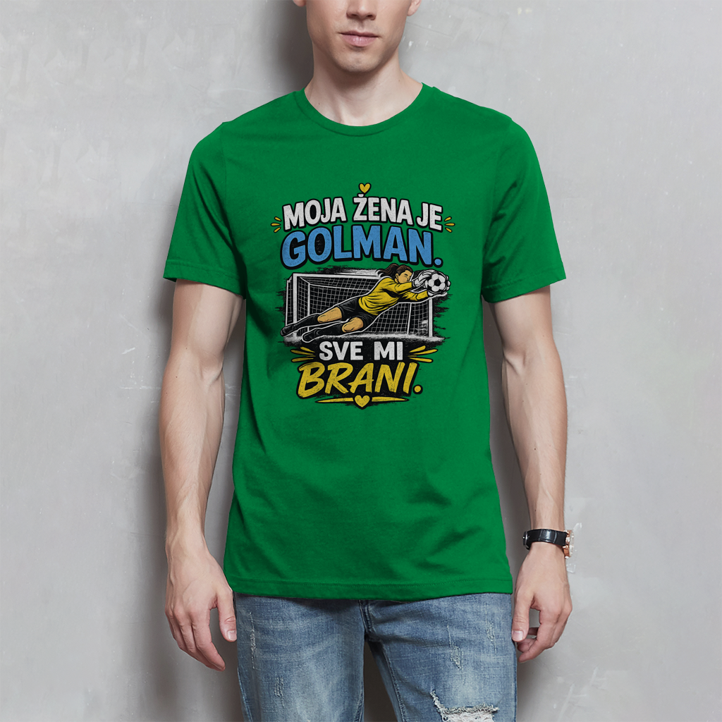 Herren T-Shirt Moja zena je golman