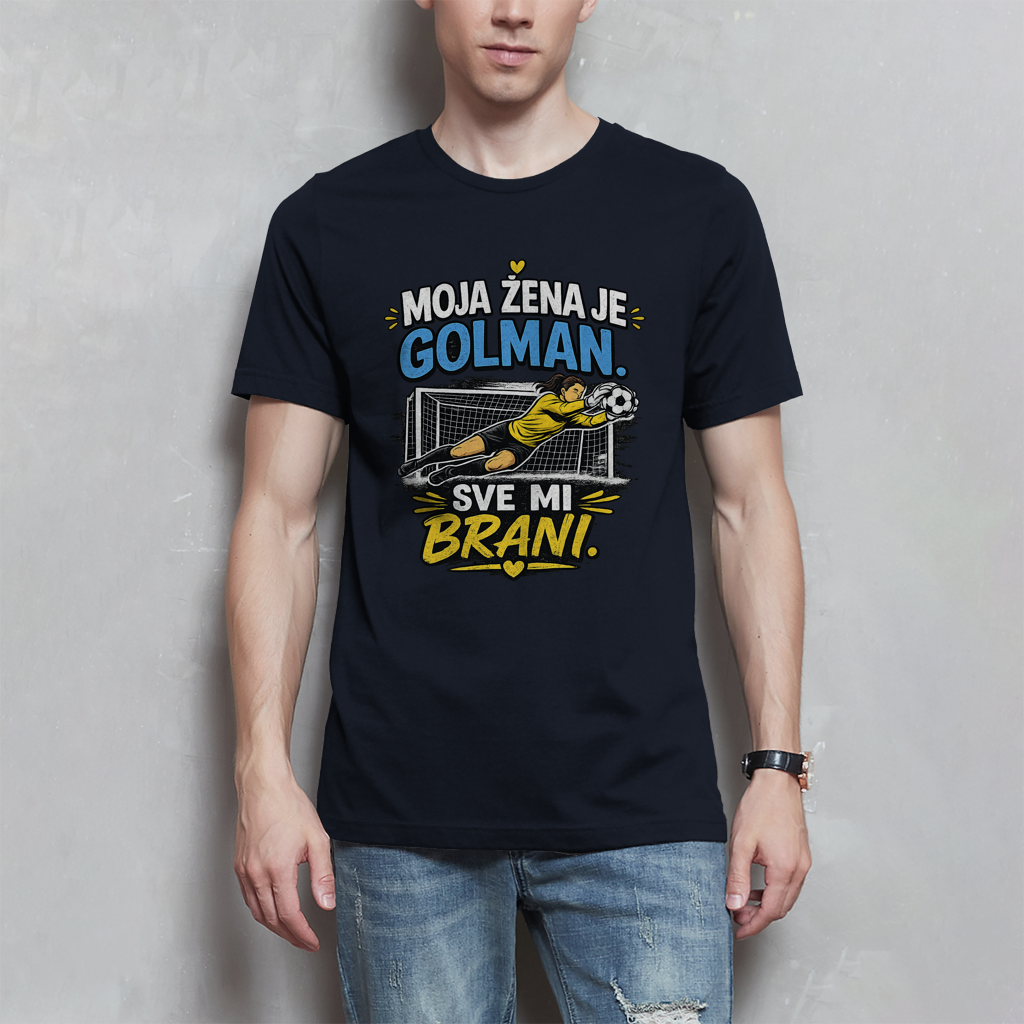 Herren T-Shirt Moja zena je golman