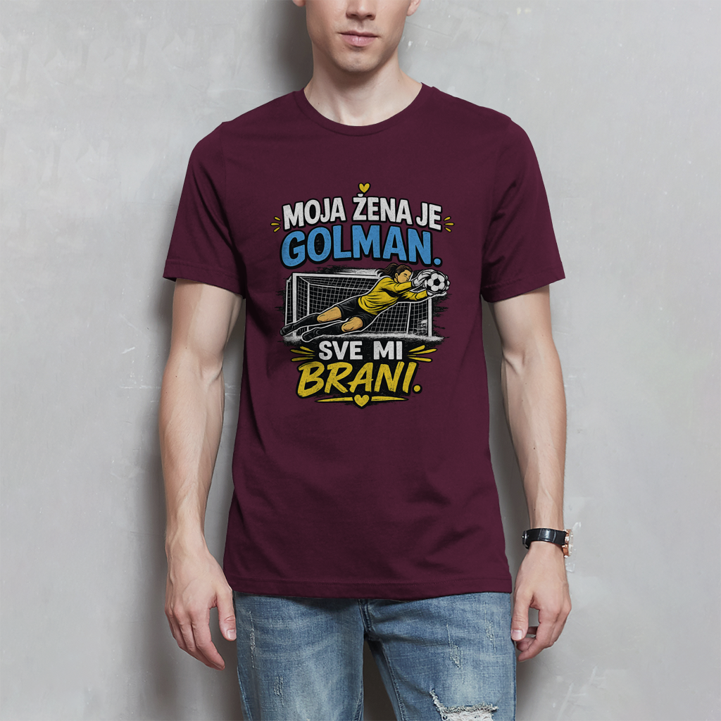 Herren T-Shirt Moja zena je golman