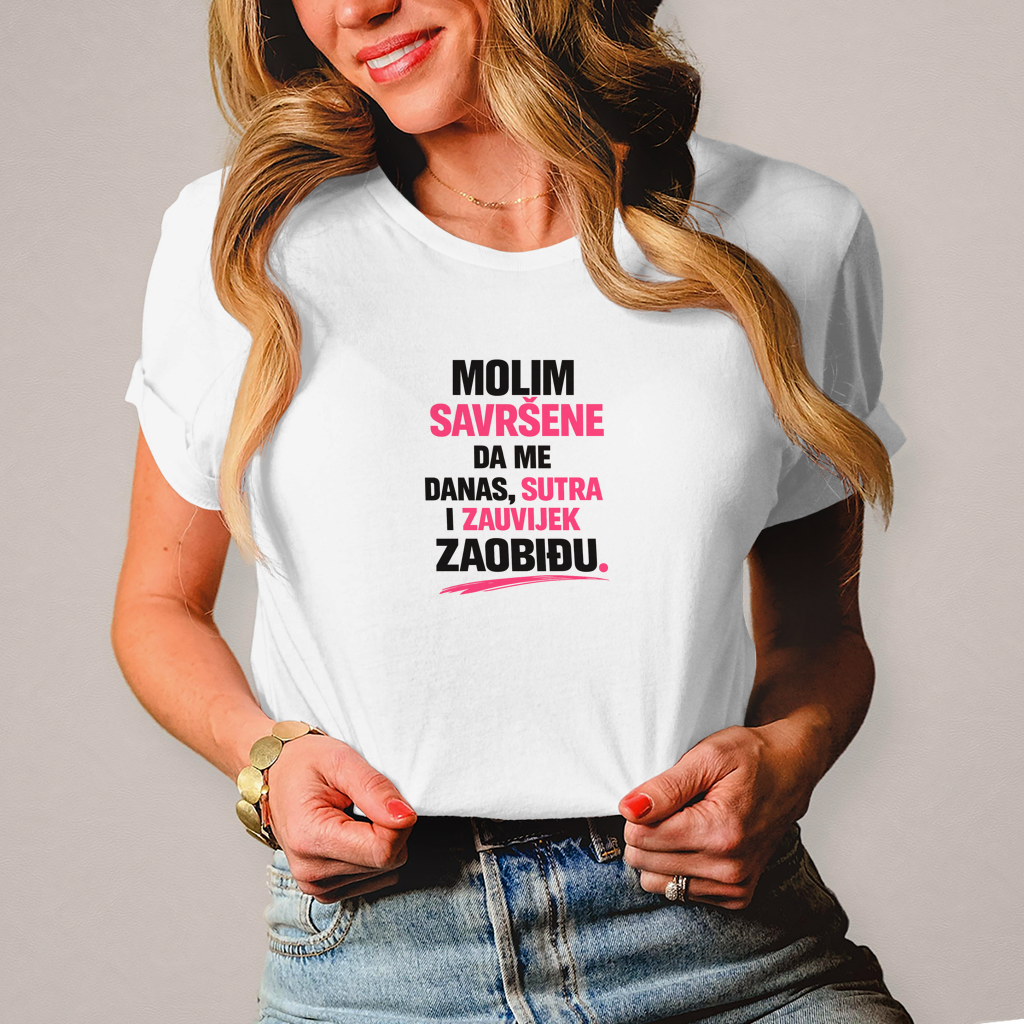 Damen T-Shirt Molim savrsene da me zaobidju