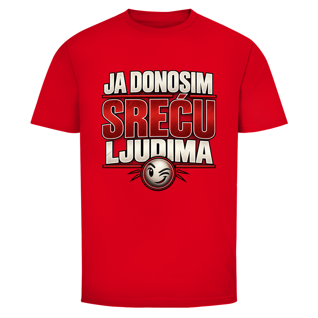 Muška majica Mitar Mirić „Ja donosim sreću ljudima“ | Balkan Kult majica crvena