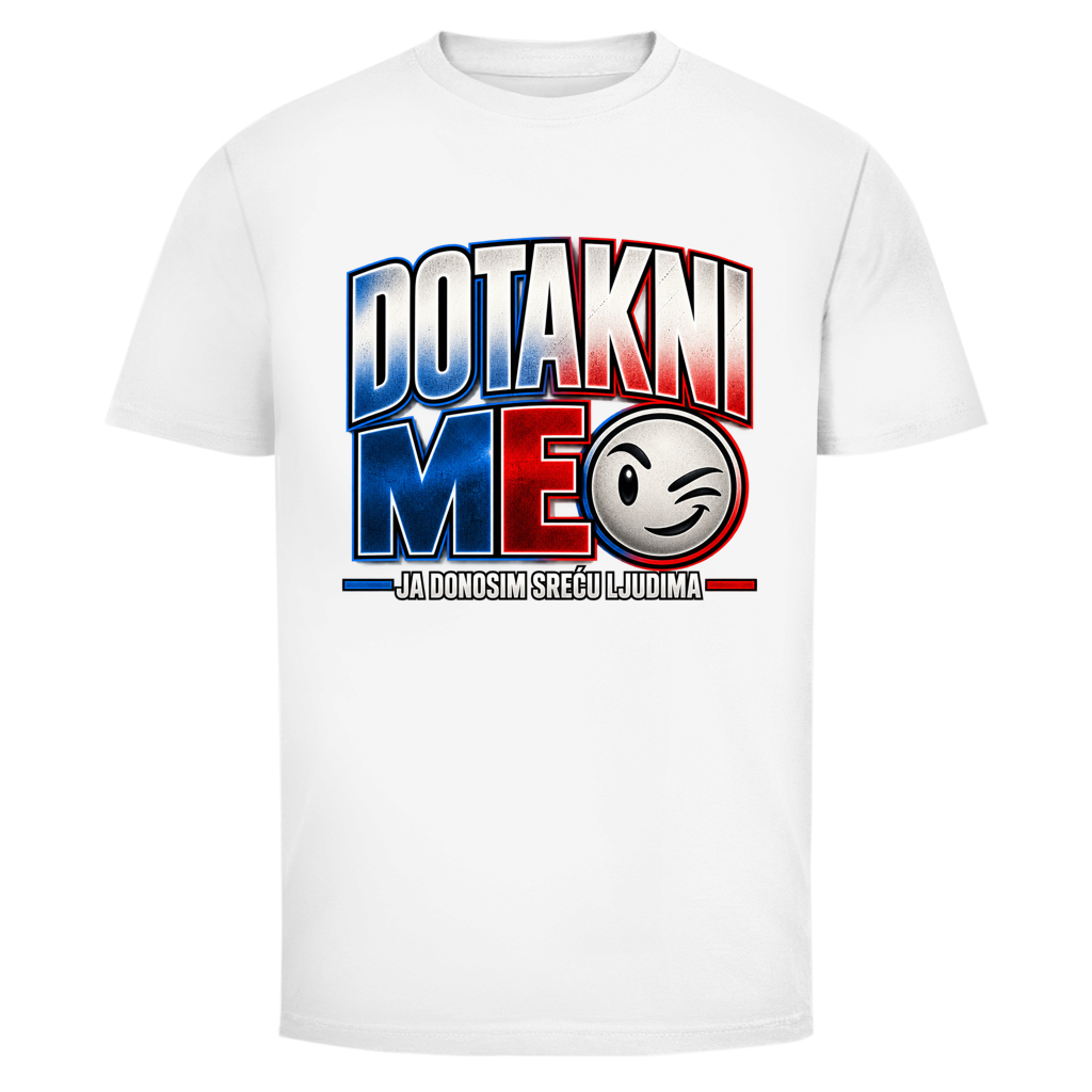Muška majica Mitar Mirić „Dotakni me“ crveno-plavi dizajn | Balkan Kult majica crvena