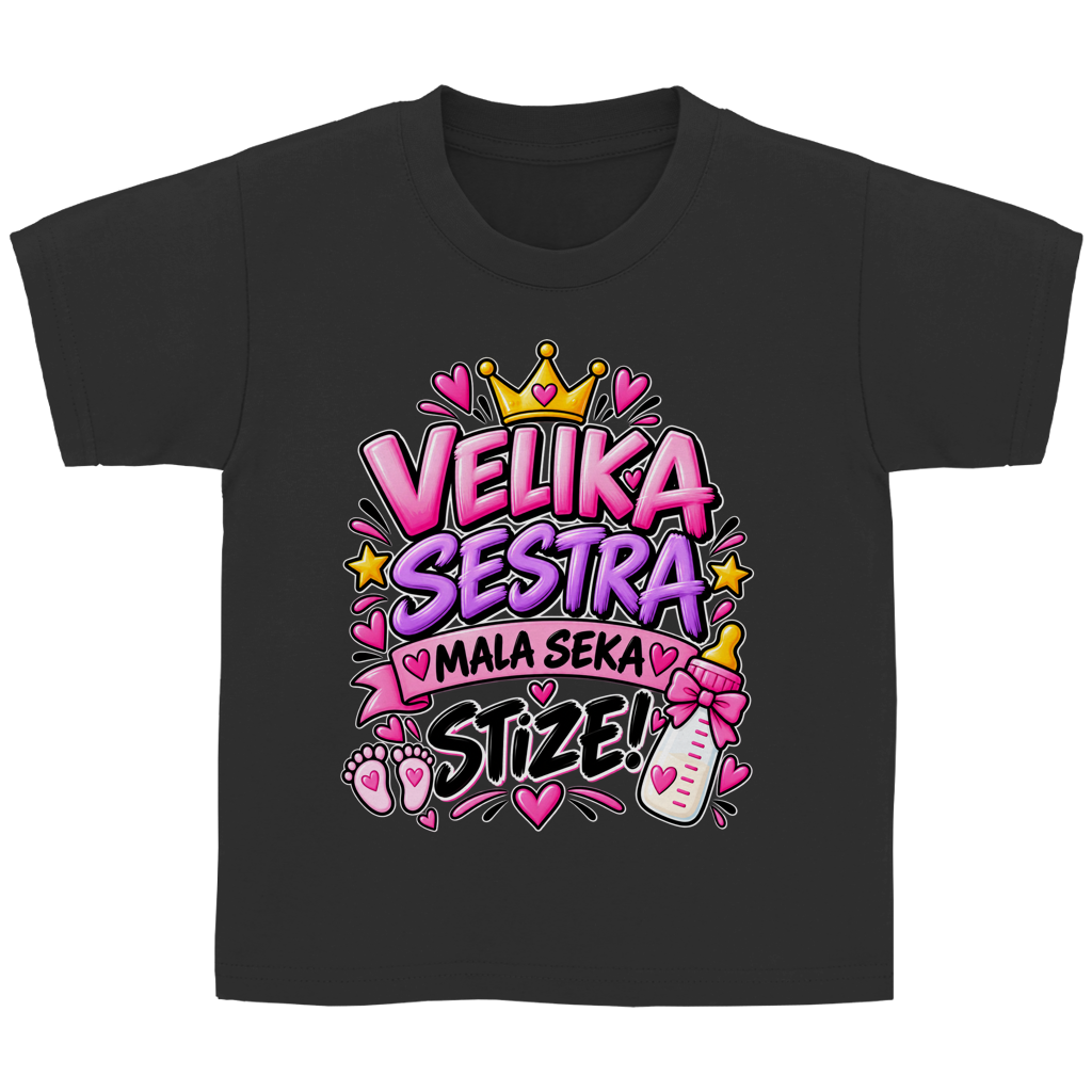 Dječja Basic majica Velika sestra stiže mala seka