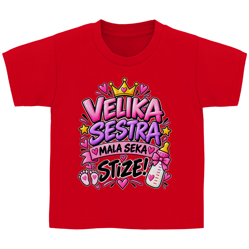 Dječja Basic majica Velika sestra stiže mala seka