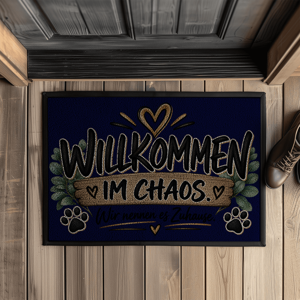 Fußmatte „Willkommen im Chaos – Wir nennen es Zuhause“ mit Pfoten