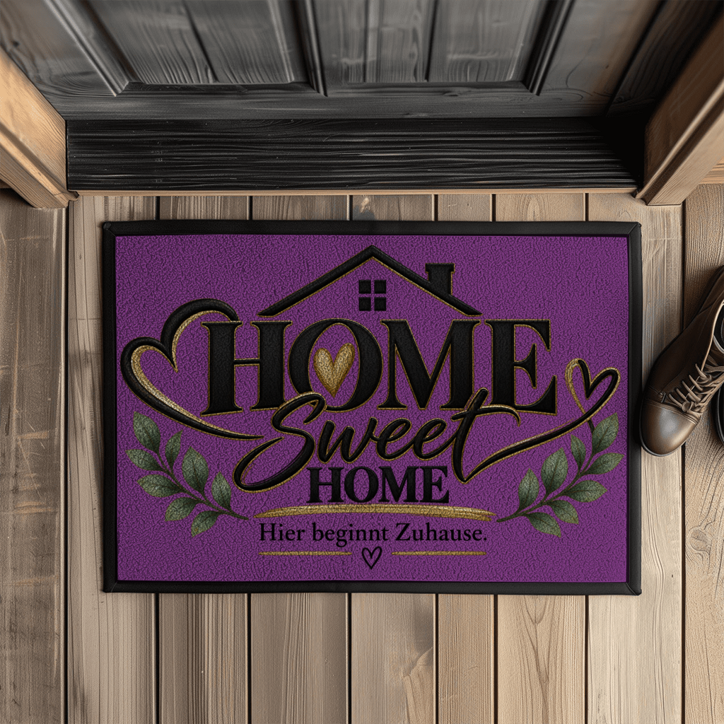 Fußmatte „Home Sweet Home – Hier beginnt Zuhause“ mit Gummirand