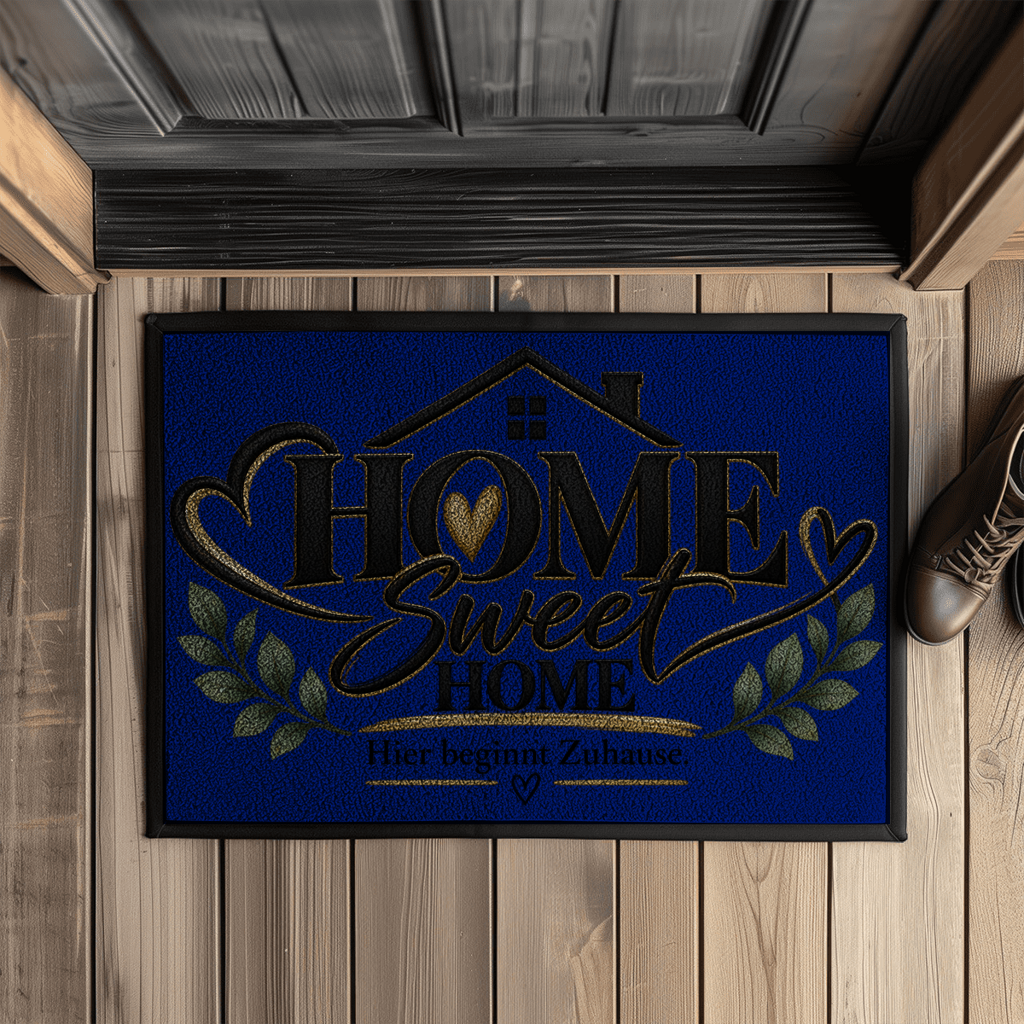Fußmatte „Home Sweet Home – Hier beginnt Zuhause“ mit Gummirand