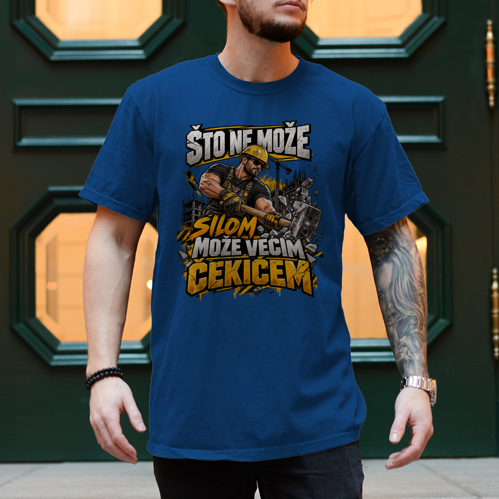 Herren T-Shirt Bauarbeiter – Što ne može silom, može većim čekićem