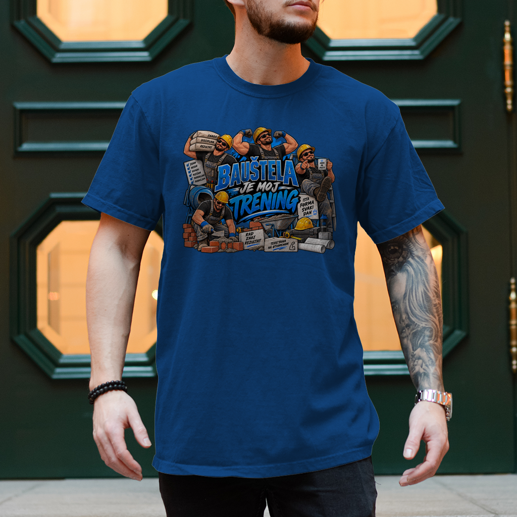 Herren T-Shirt Bauarbeiter – Bauštela je moj trening