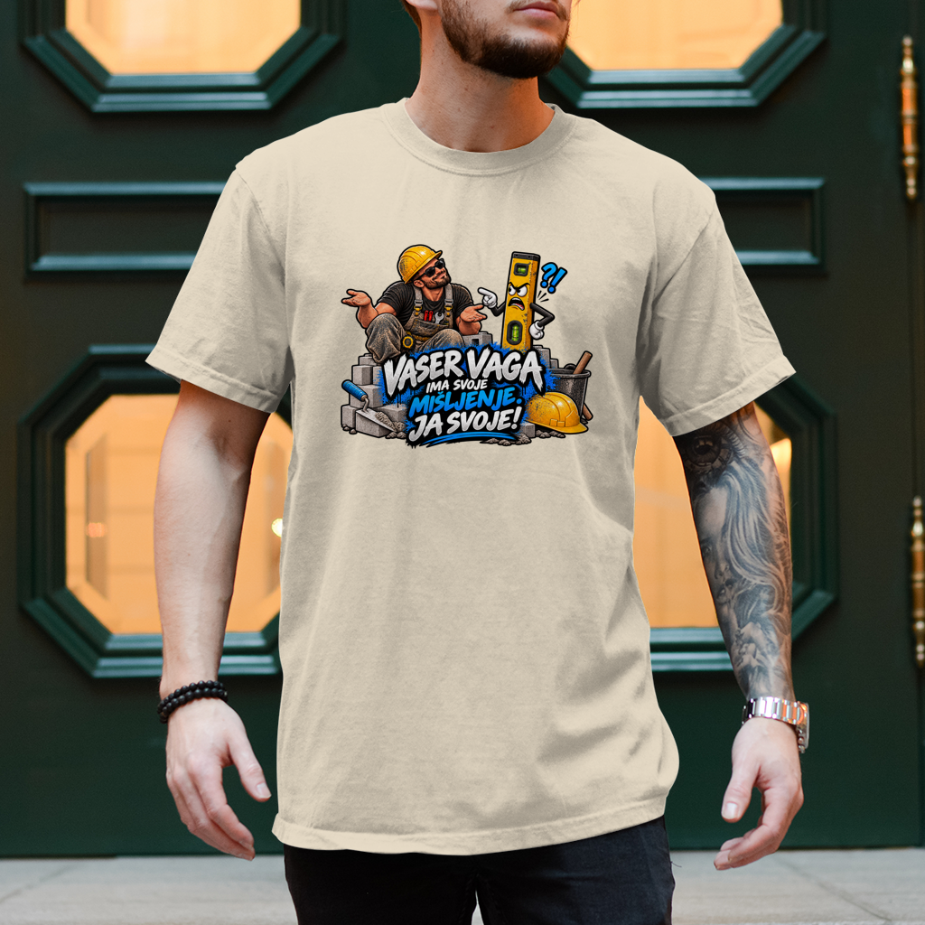 Herren T-Shirt Bauarbeiter – Vaser vaga ima svoje mišljenje, ja svoje
