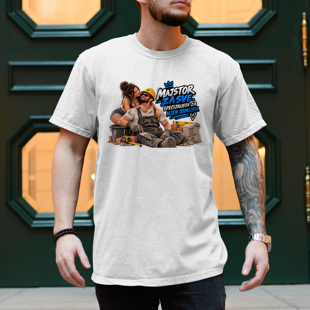 Herren T-Shirt Bauarbeiter – Majstor za sve, specijalista za njen osmijeh