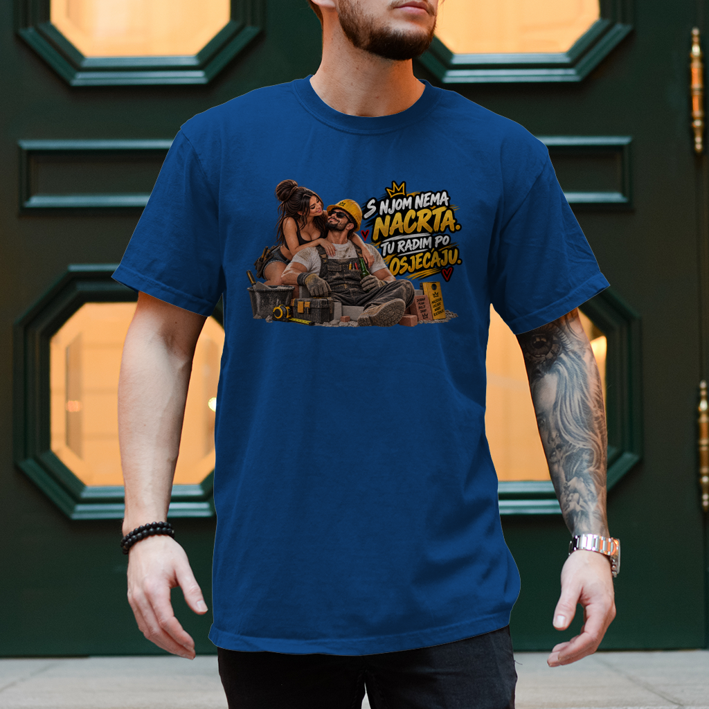 Herren T-Shirt Bauarbeiter – S njom nema nacrta, tu radim po osjećaju