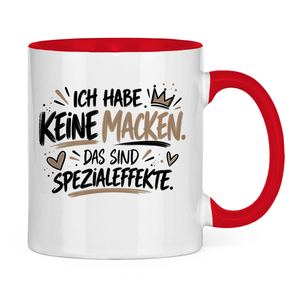 Lustige Tasse „Ich habe keine Macken – das sind Spezialeffekte“ – Spruchtasse