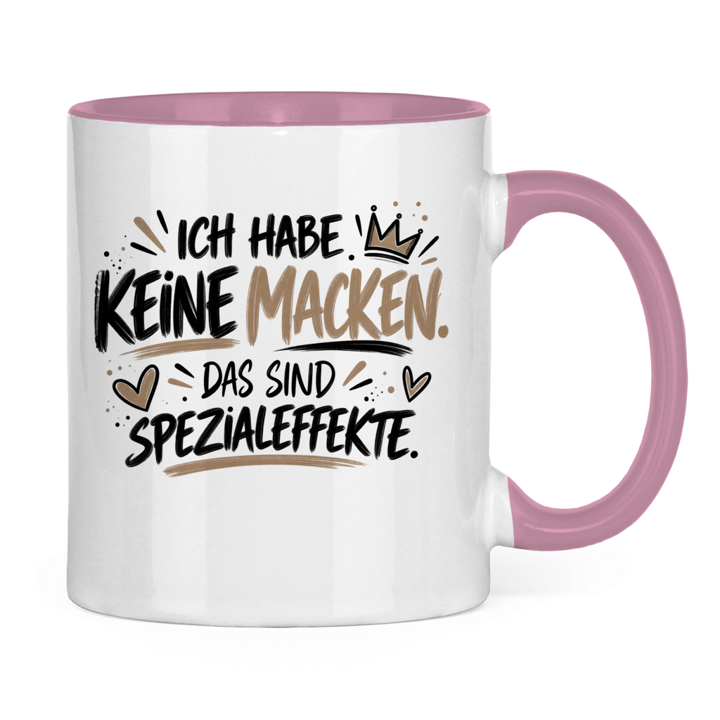 Lustige Tasse „Ich habe keine Macken – das sind Spezialeffekte“ – Spruchtasse